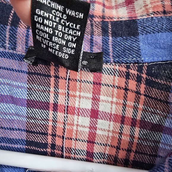 Rue21 Cold Shoulder Plaid Button-Up Shirt Multicolor Cotton Blend XS - Picture 5 of 7